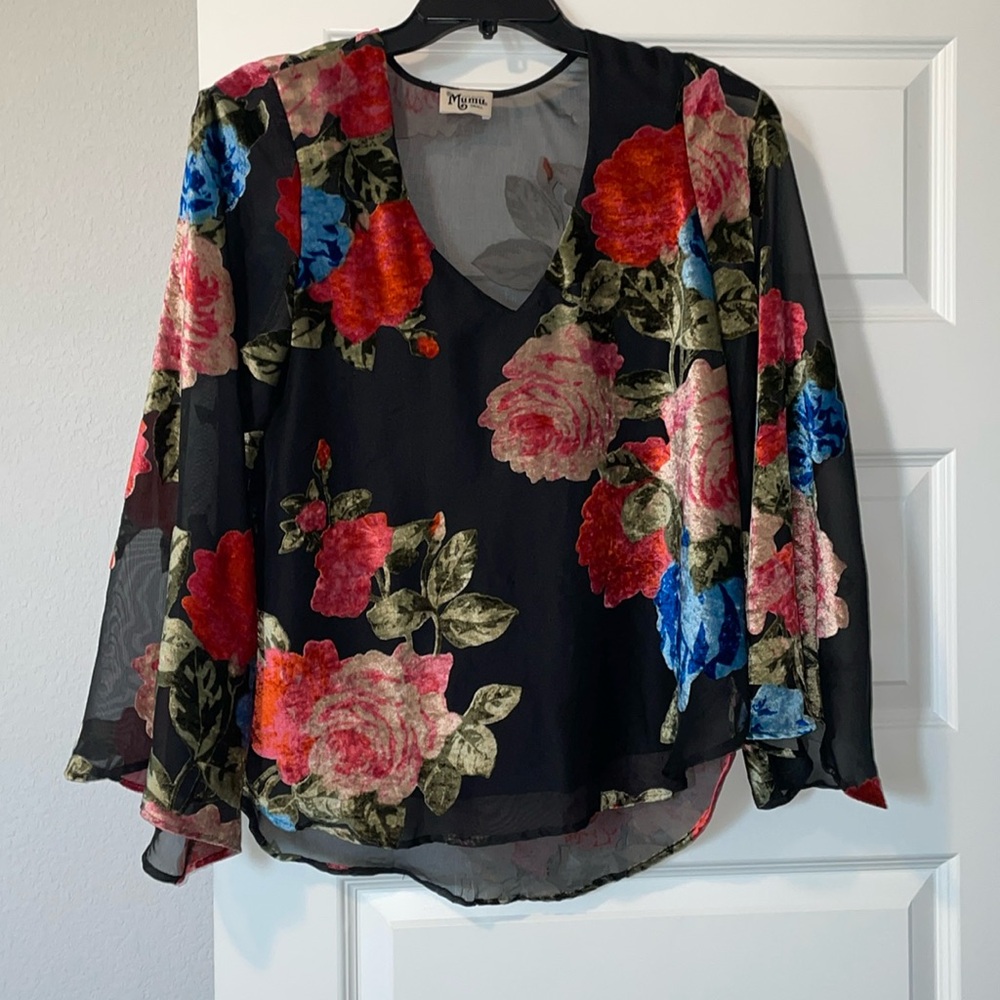 Hippie Dippie Top Black Burnout Velvet